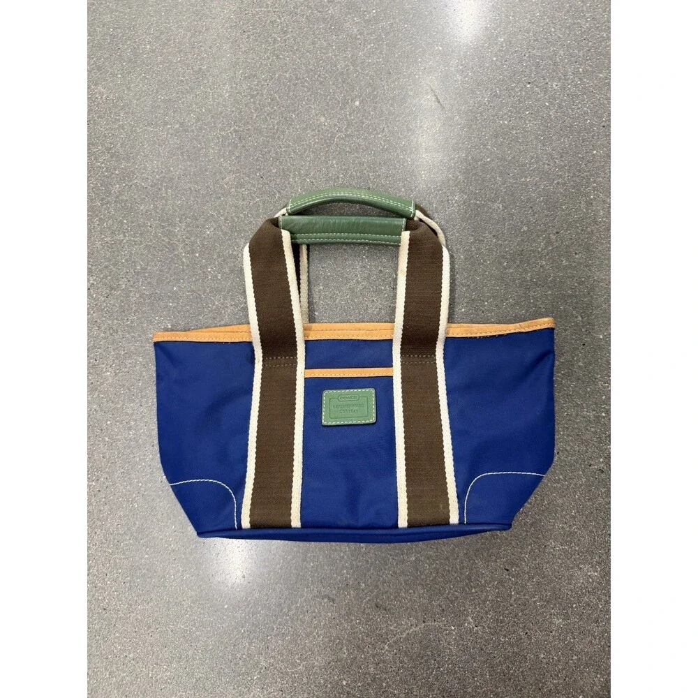 Vintage Coach Royal Blue Nylon Mini Tote Bag Webbing Stripe 6260